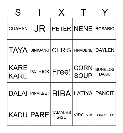 PIKA PIKA CHAMORRITA BINGO Card