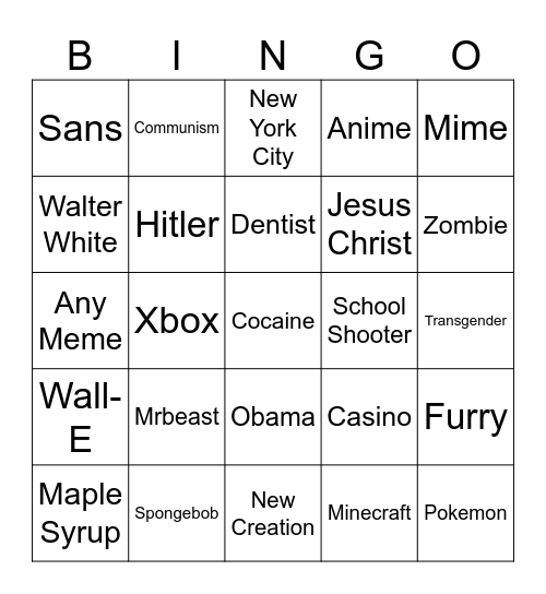 Infinite Craft Bingo Card