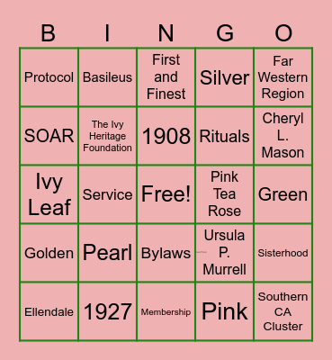 AGO Bingo Card