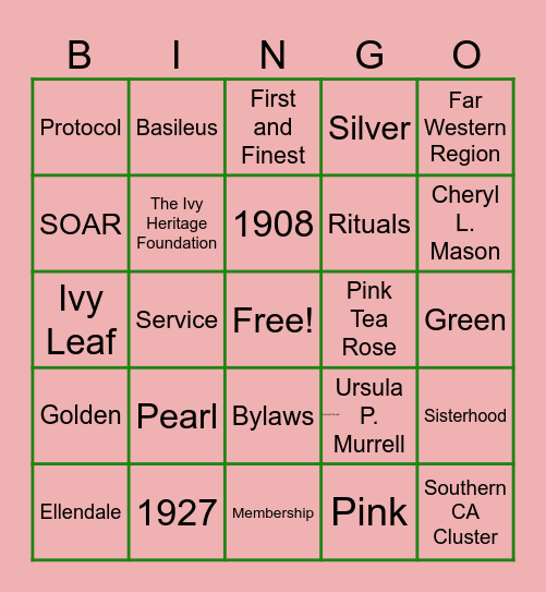 AGO Bingo Card