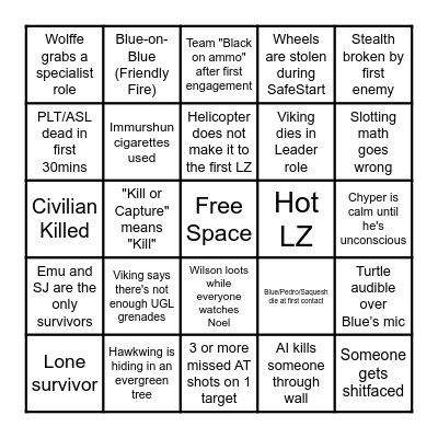 ARCOMM Bingo Card