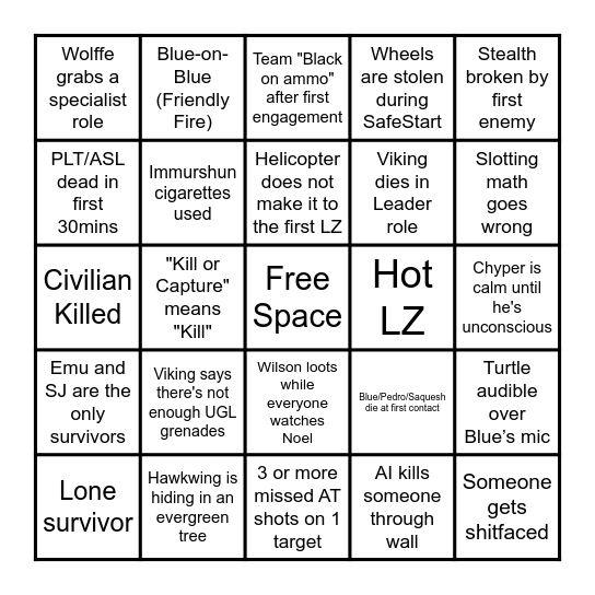 ARCOMM Bingo Card