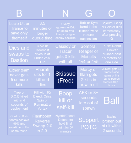 Overwatch Bingo 2.0 Bingo Card