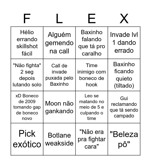 FLEX DAS LENDAS Bingo Card