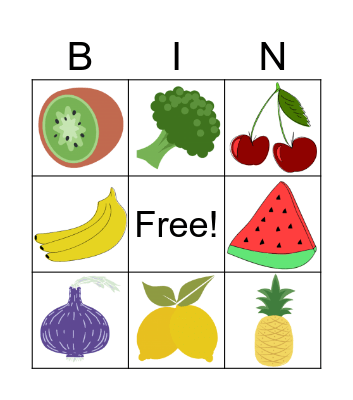 Food Bingo Card