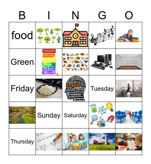 Green School Bingo Card