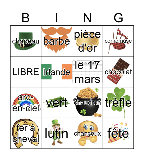 Fête de la St. Patrick Bingo Card