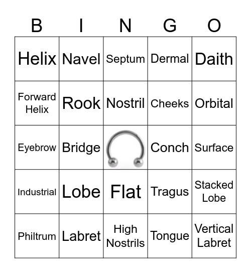 Piercing Bingo 5x5 Bingo Card