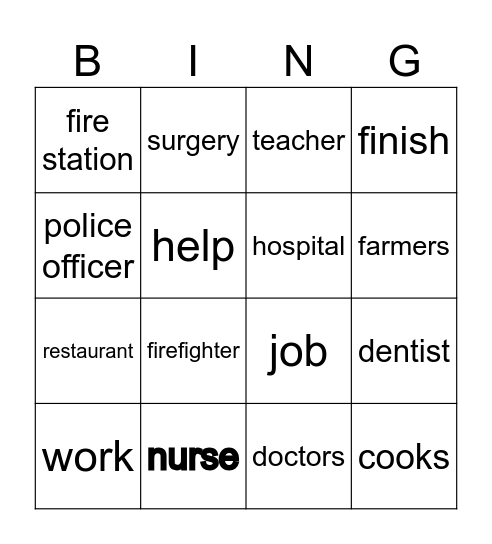 People who help us Bingo Card