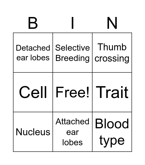 Genetics & Inheritance Bingo Card