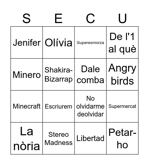 BINGO MUSICAL Bingo Card