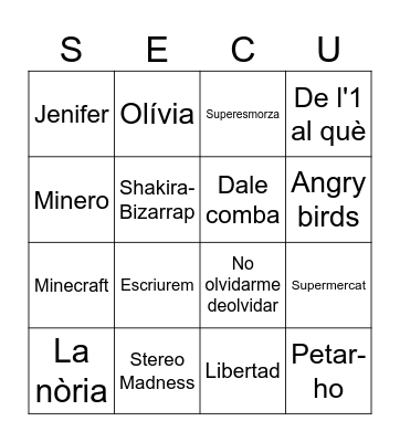 BINGO MUSICAL Bingo Card