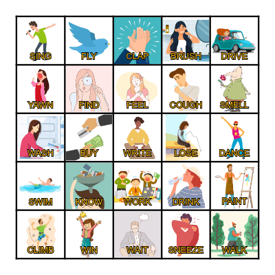 VERBS Bingo Card