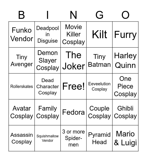 Convention Bingo Card