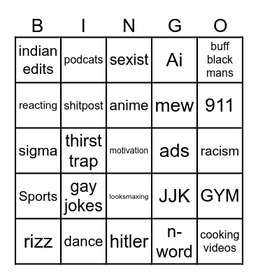 instagram reels bingo Card