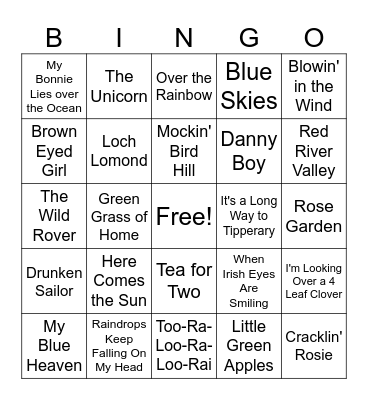 St. Patrick's Day Bingo Card