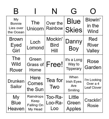 St. Patrick's Day Bingo Card