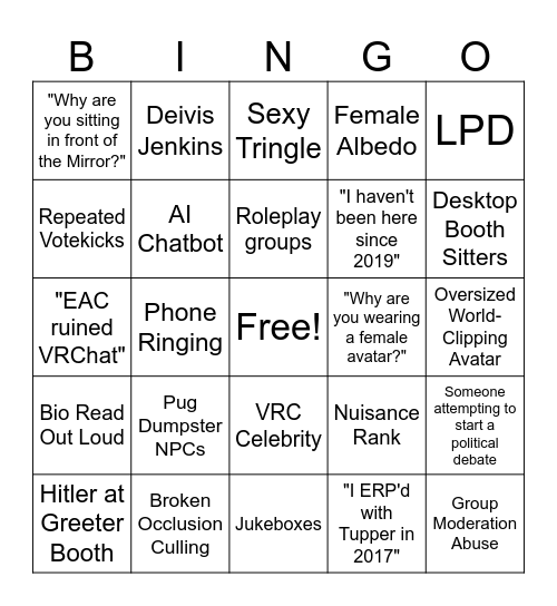 Great Pug Bingo Card