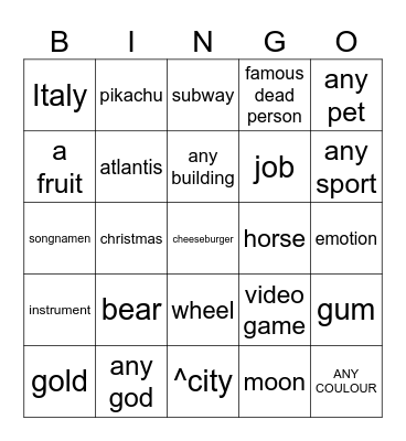 Untitled Bingo Card