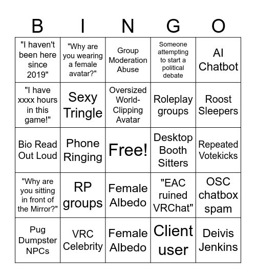 Great Pug Bingo Card