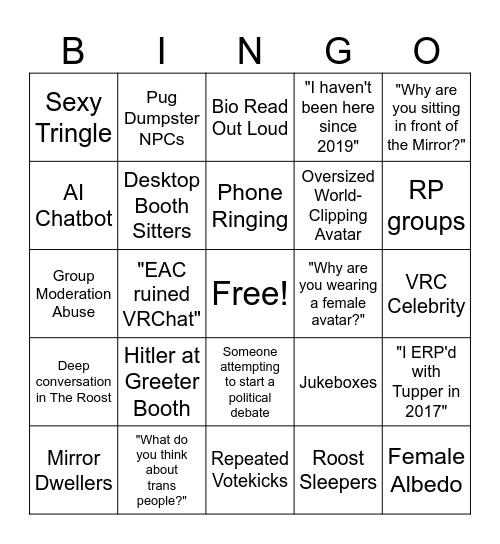 Great Pug Bingo Card