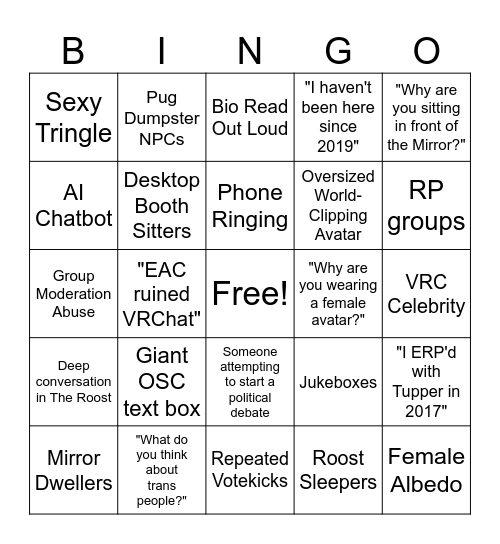 Great Pug Bingo Card