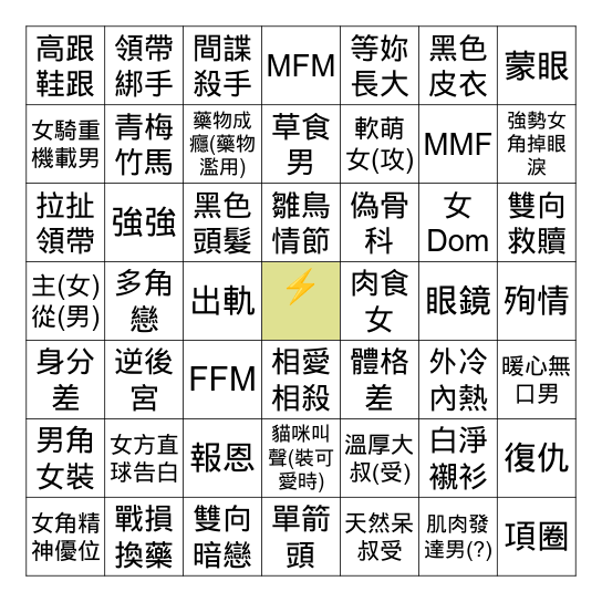 萌果愛好賓果(來對電波⚡) Bingo Card