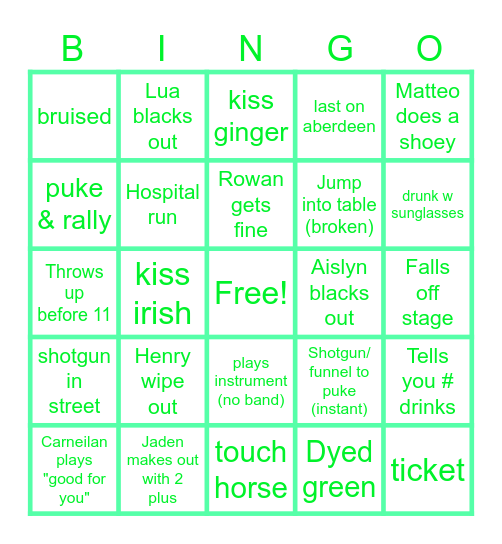 St Patty's Bingo Card
