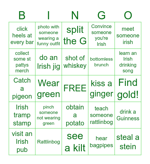 NYC ST PATTY'S BINGO Card