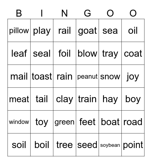 PHONICS 5_ Review 1 Bingo Card