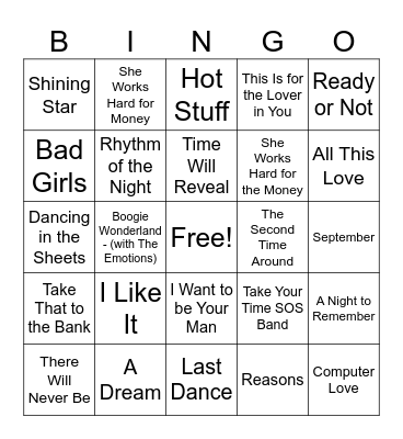 Soul Train Disco Groove Bingo Card