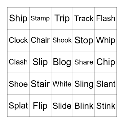 Digraphs and Blends Bingo Card