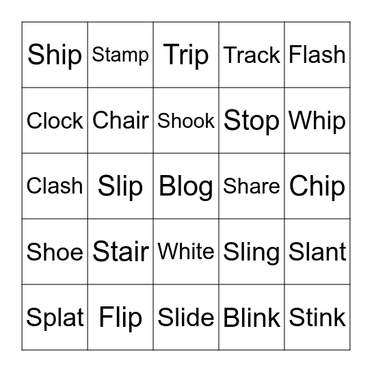 Digraphs and Blends Bingo Card