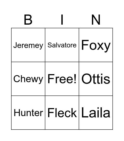 Benchwarmer Bingo Card