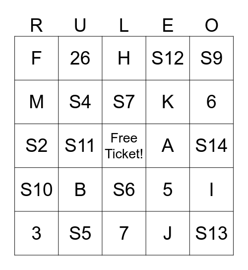 WW&F RULES REVIEW Set 2 Bingo Card