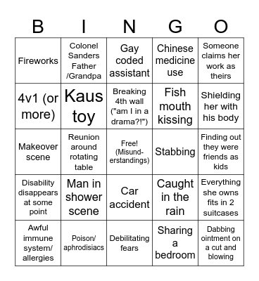 Chinese Drama Bingo Card