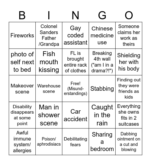 Chinese Drama Bingo Card