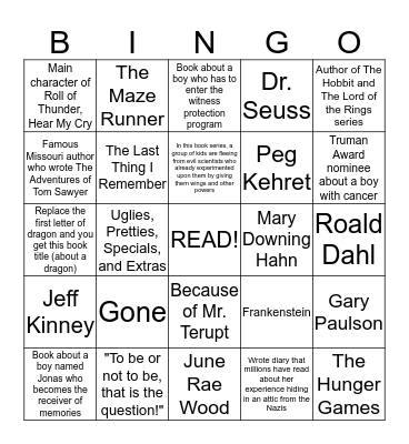 Happy Missouri Read In Day! Bingo Card