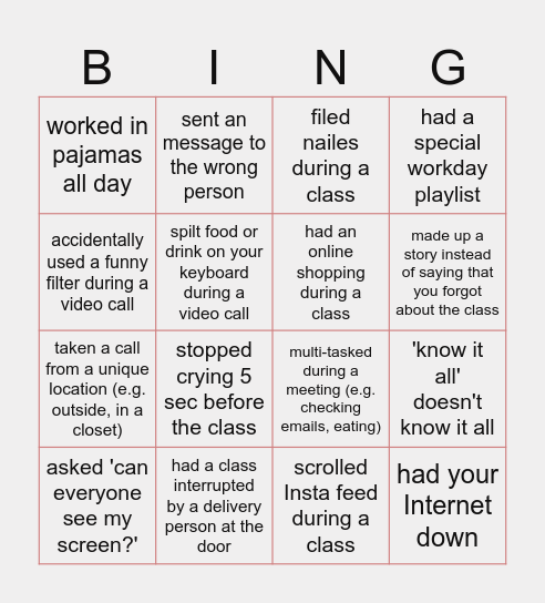 I have (haven't) Bingo Card