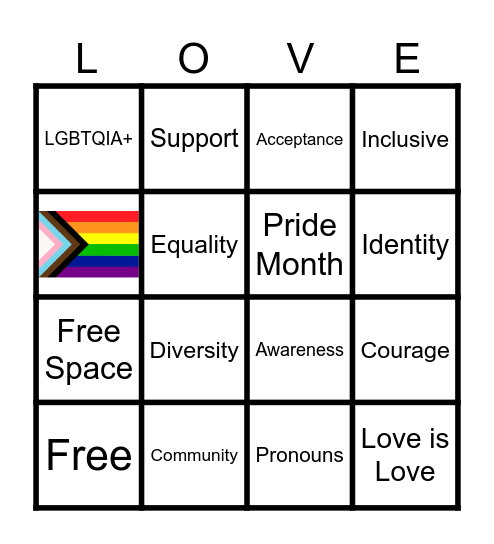 PRIDE Bingo Card