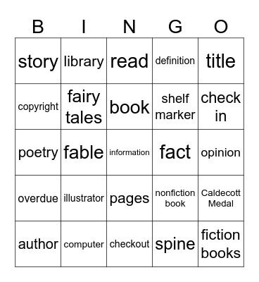 LIBRARY WORDS Bingo Card