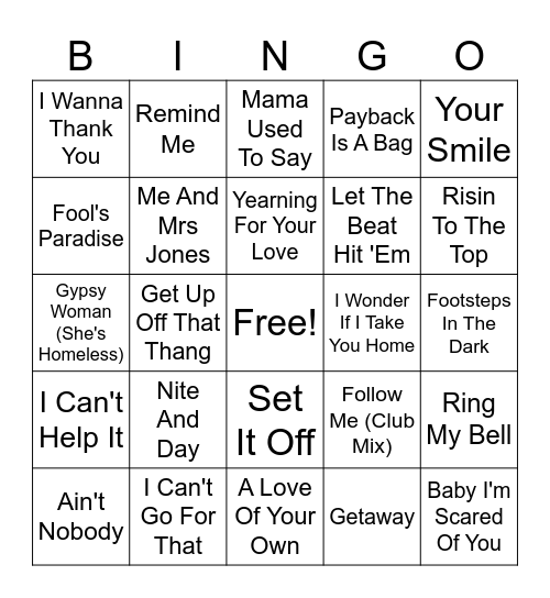 GROOVE MIX Bingo Card