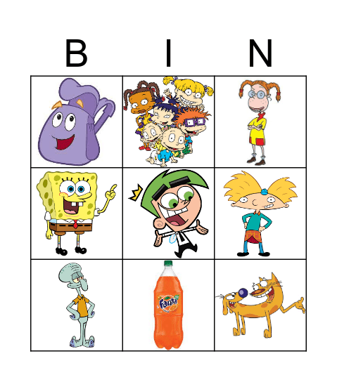 Nickelodeon Bingo Card