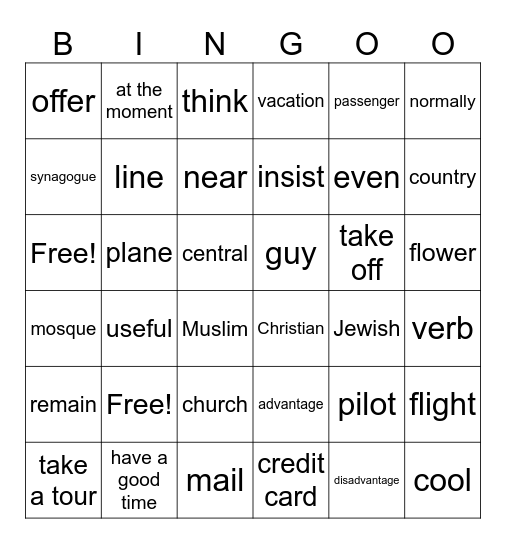 staycations Bingo Card