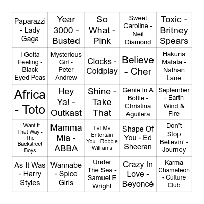 Musical Bingo - Cash Prize 🏆 Bingo Card