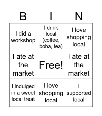 2nd Street Vendor Bingo Card