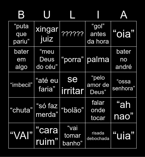 bingulia Bingo Card