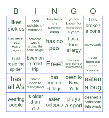 Find Someone Who... Bingo Card