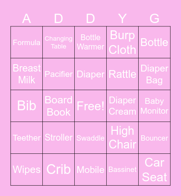 Baby Bingo Card