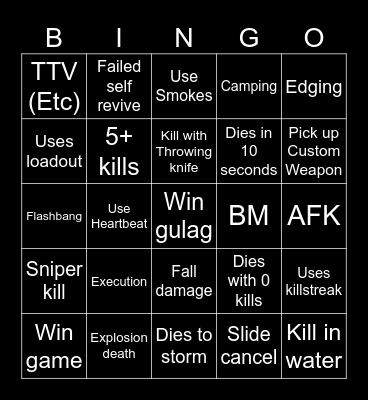 Warzone 2.0 bingo (Credits to: Big Puffer) Bingo Card